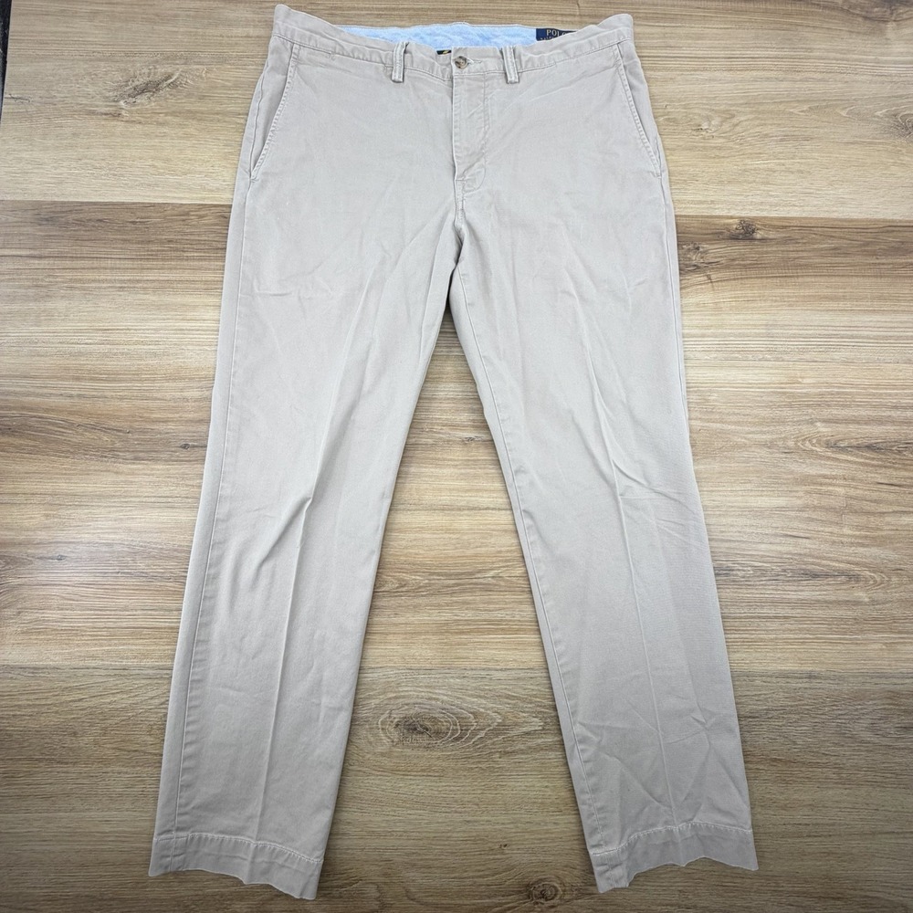 Polo Ralph Lauren Chino Stretch Straight Fit Pants 34X30 Light Beige Pony